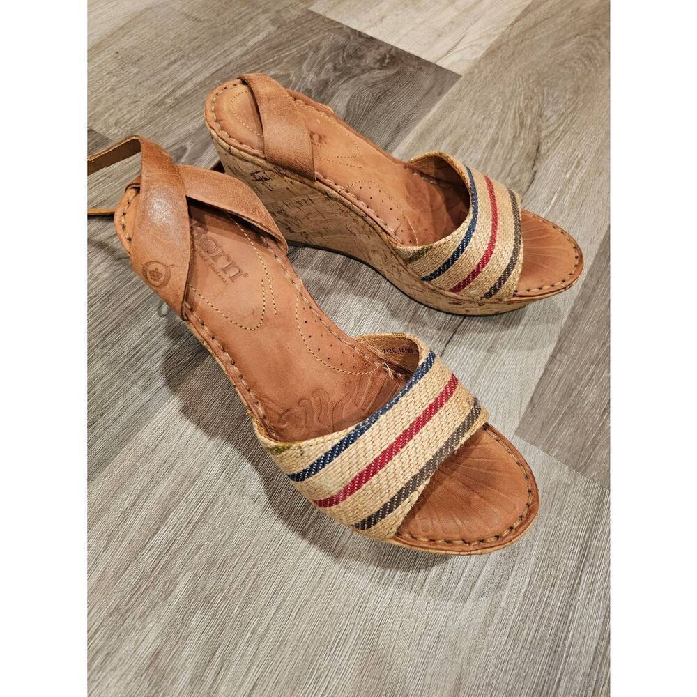 Born Leather Cork Wedges size 7 boho Beach Footwear